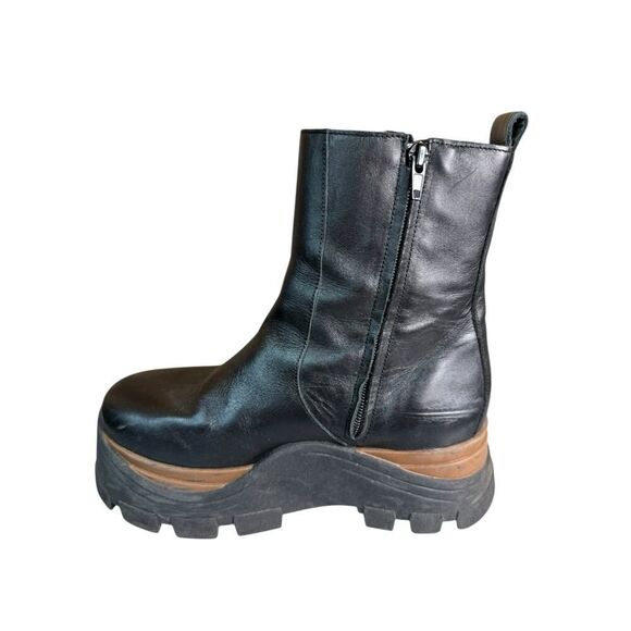 Alohas Sapphire Nutty Leather Platform Boots Black Brown Size 39 Chunky Sole - Picture 5 of 16